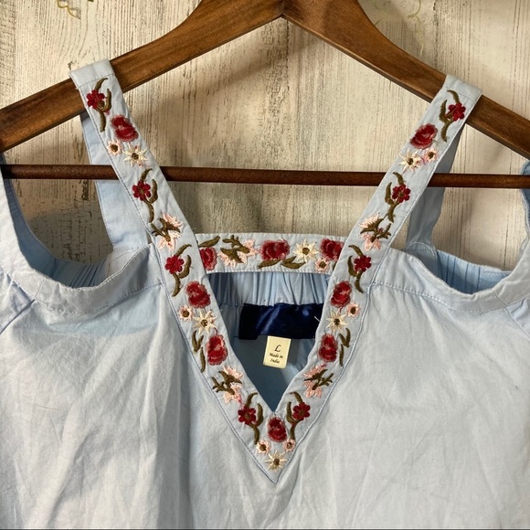 Francescas | Blue Embroidered Off the Shoulder Top cottage core - Picture 5 of 12
